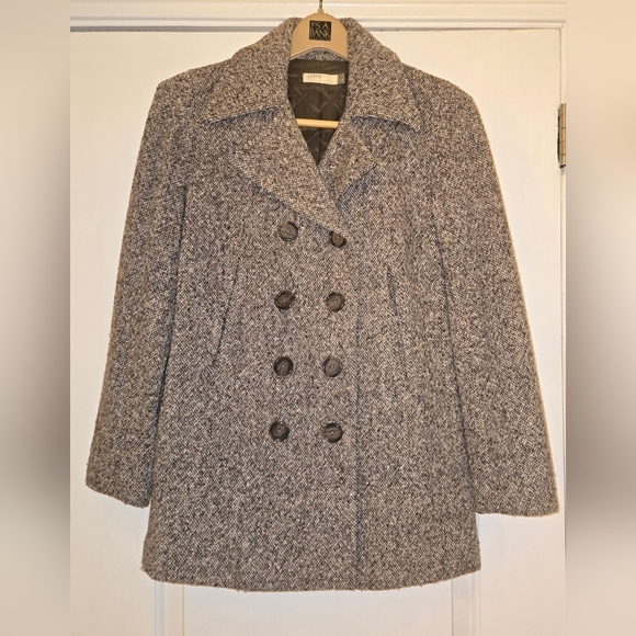 J Crew Women's Double Breasted Pea Coat Tweed Brown S - Picture 1 of 8